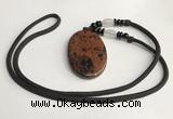 NGP5620 Mahogany obsidian oval pendant with nylon cord necklace