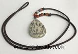 NGP5628 Jasper flat teardrop pendant with nylon cord necklace