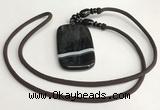 NGP5678 Agate rectangle pendant with nylon cord necklace