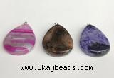 NGP5732 30*40mm flat teardrop agate pendants wholesale