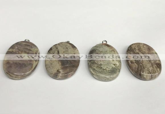 NGP5746 25*35mm oval rainforest agate pendants wholesale