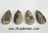 NGP5747 20*40mm flat teardrop rainforest agate pendants