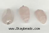 NGP5771 22*48mm - 25*55mm flat teardrop rose quartz pendants