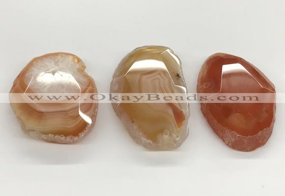 NGP5792 30*50mm - 45*65mm faceted freeform agate slab pendants