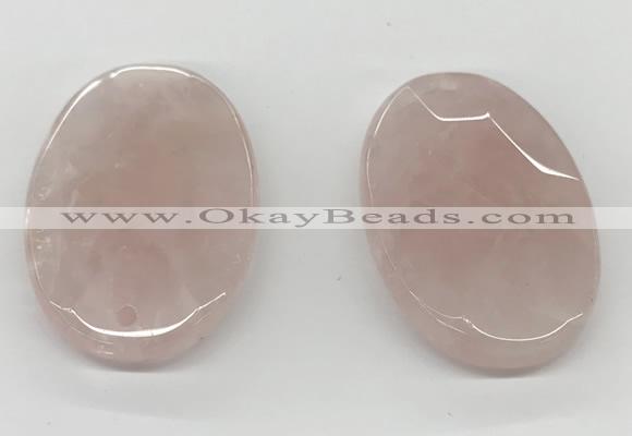 NGP5845 35*55mm faceted oval rose quartz pendants wholesale