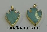 NGP6001 22*30mm - 25*35mm arrowhead amazonite gemstone pendants