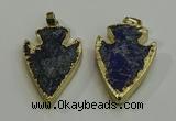 NGP6003 22*30mm - 25*35mm arrowhead lapis lazuli gemstone pendants