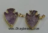 NGP6011 25*30mm - 30*35mm arrowhead amethyst pendants