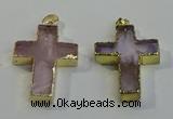 NGP6036 30*40mm - 35*45mm cross rose quartz pendants