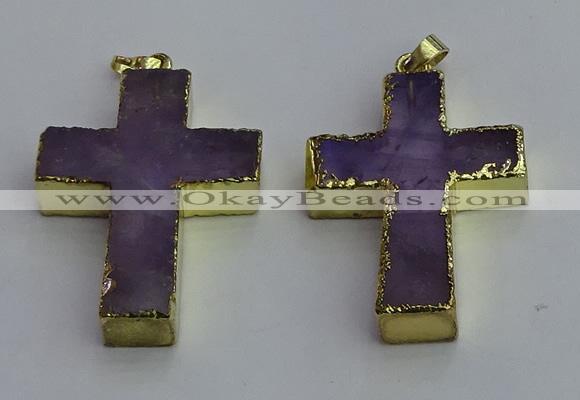 NGP6042 30*40mm - 35*45mm cross amethyst pendants