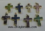 NGP6044 30*40mm - 35*45mm cross mixed gemstone pendants