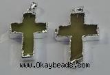 NGP6047 30*40mm - 35*45mm cross lemon quartz pendants