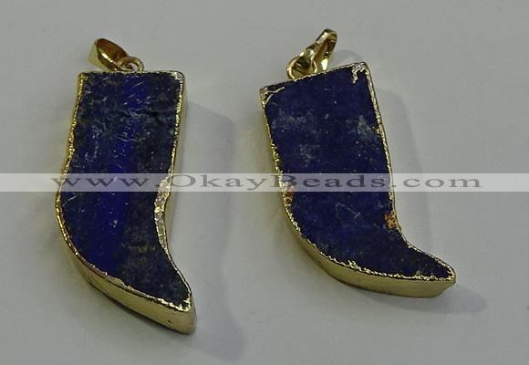 NGP6056 15*40mm - 18*45mm horn lapis lazuli pendants