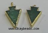 NGP6063 20*40mm - 25*45mm arrowhead green aventurine pendants