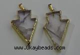 NGP6067 20*40mm - 25*45mm arrowhead white crystal pendants