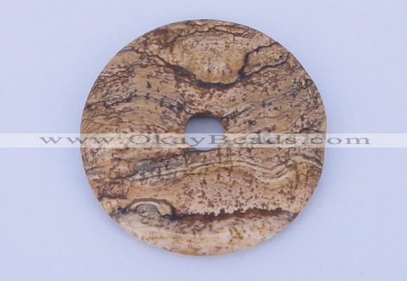 NGP607 5pcs 5*40mm picture jasper gemstone donut pendants wholesale