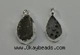 NGP6080 15*25mm – 18*30mm flat teardrop druzy agate pendants