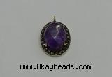 NGP6097 20*25mm - 22*30mm oval amethyst pendants wholesle