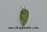 NGP6109 12*35mm - 15*40mm arrowhead green rutilated quartz pendants