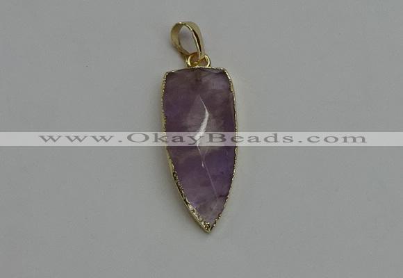 NGP6117 12*35mm - 15*40mm arrowhead amethyst pendants