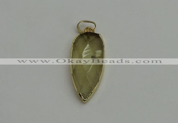 NGP6118 12*35mm - 15*40mm arrowhead lemon quartz pendants