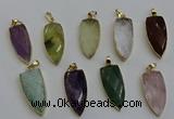 NGP6125 15*40mm arrowhead mixed gemstone pendants wholesale