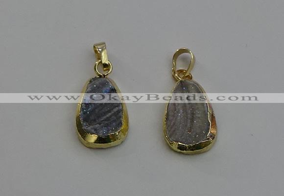 NGP6130 15*20mm freeform druzy agate pendants wholesale