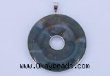 NGP616 5pcs 6*41mm moss agate with brass setting donut pendants