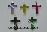 NGP6164 25*40mm - 30*40mm cross agate gemstone pendants