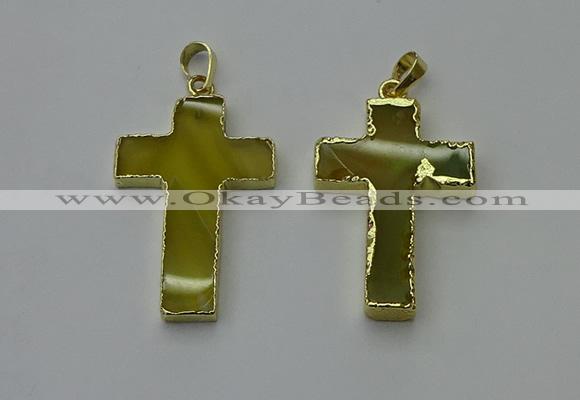 NGP6167 25*40mm - 30*40mm cross agate gemstone pendants