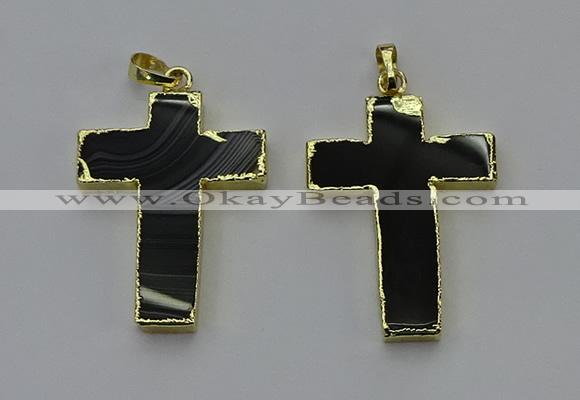 NGP6173 25*40mm - 30*40mm cross agate gemstone pendants