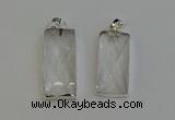 NGP6180 14*30mm - 15*38mm faceted rectangle white crystal pendants