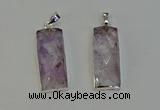 NGP6182 14*30mm - 15*38mm faceted rectangle light amethyst pendants