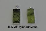 NGP6184 14*30mm - 15*38mm faceted rectangle green rutilated quartz pendants