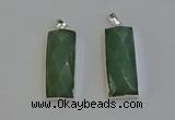 NGP6185 14*30mm - 15*38mm faceted rectangle green aventurine pendants