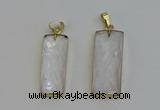 NGP6198 14*30mm - 15*38mm faceted rectangle white crystal pendants