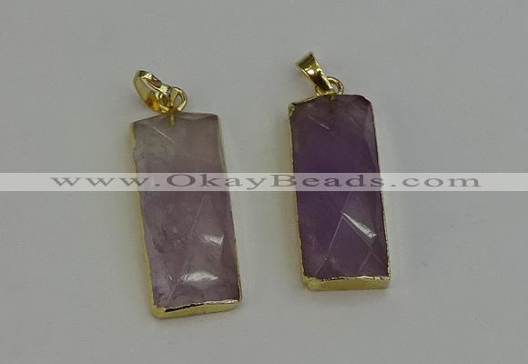 NGP6200 14*30mm - 15*38mm faceted rectangle amethyst pendants