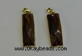 NGP6205 14*30mm - 15*38mm faceted rectangle yellow tiger eye pendants