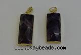 NGP6206 14*30mm - 15*38mm faceted rectangle amethyst pendants