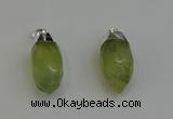 NGP6223 12*28mm - 15*30mm faceted bullet green rutilated quartz pendants