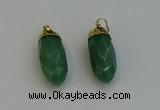 NGP6241 12*28mm - 15*30mm faceted bullet green aventurine pendants