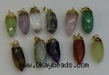 NGP6250 12*28mm - 15*30mm faceted bullet mixed gemstone pendants