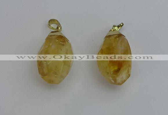 NGP6299 18*30mm - 22*35mm faceted nuggets citrine pendants