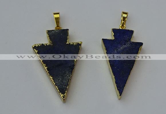 NGP6325 20*40mm - 25*45mm arrowhead lapis lazuli pendants