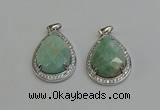 NGP6338 25*30mm teardrop amazonite gemstone pendants wholesale