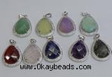 NGP6348 25*30mm teardrop mixed gemstone pendants wholesale