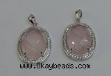 NGP6351 25*30mm oval rose quartz gemstone pendants wholesale