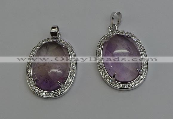 NGP6353 25*30mm oval light amethyst pendants wholesale