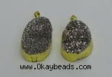 NGP6373 25*35mm - 26*40mm freeform plated druzy agate pendants