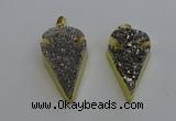 NGP6375 23*42mm - 25*45mm arrowhead plated druzy agate pendants